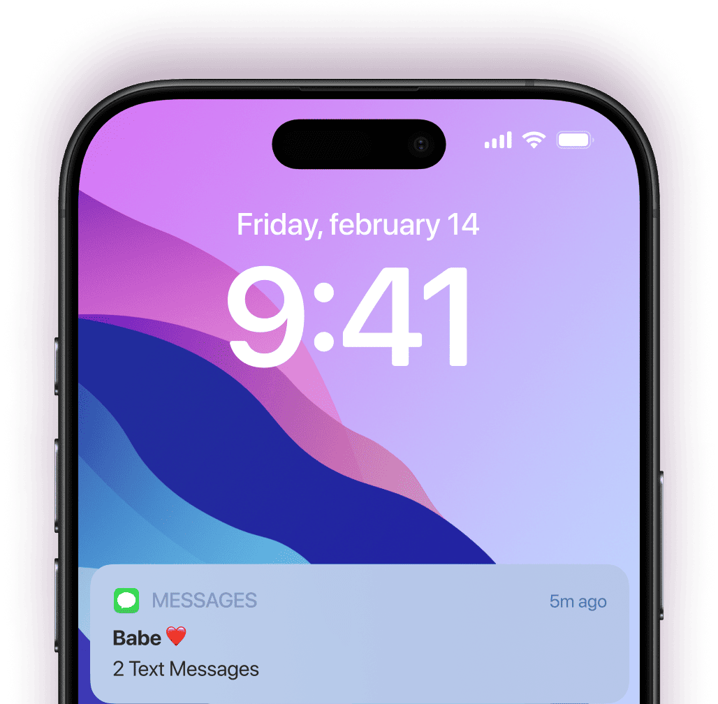 Téléphone affichant un exemple de SMS GTM